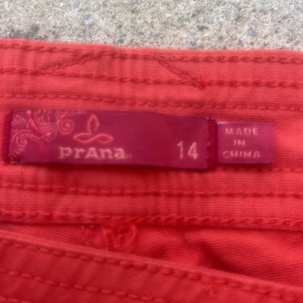 PrAna Orange Tess Organic Cotton Hiking Shorts Women's Size 14 - Picture 4 of 9